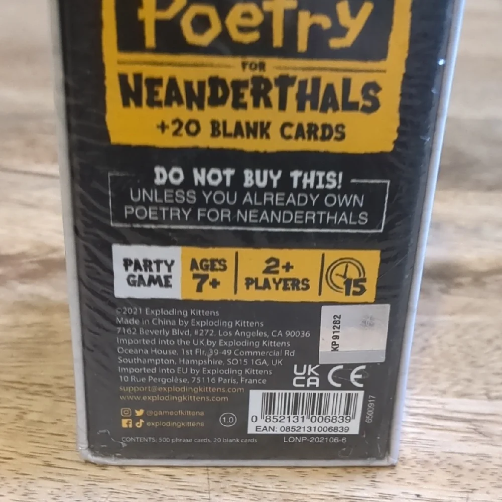 Exploding Kittens poetry neanderthals
